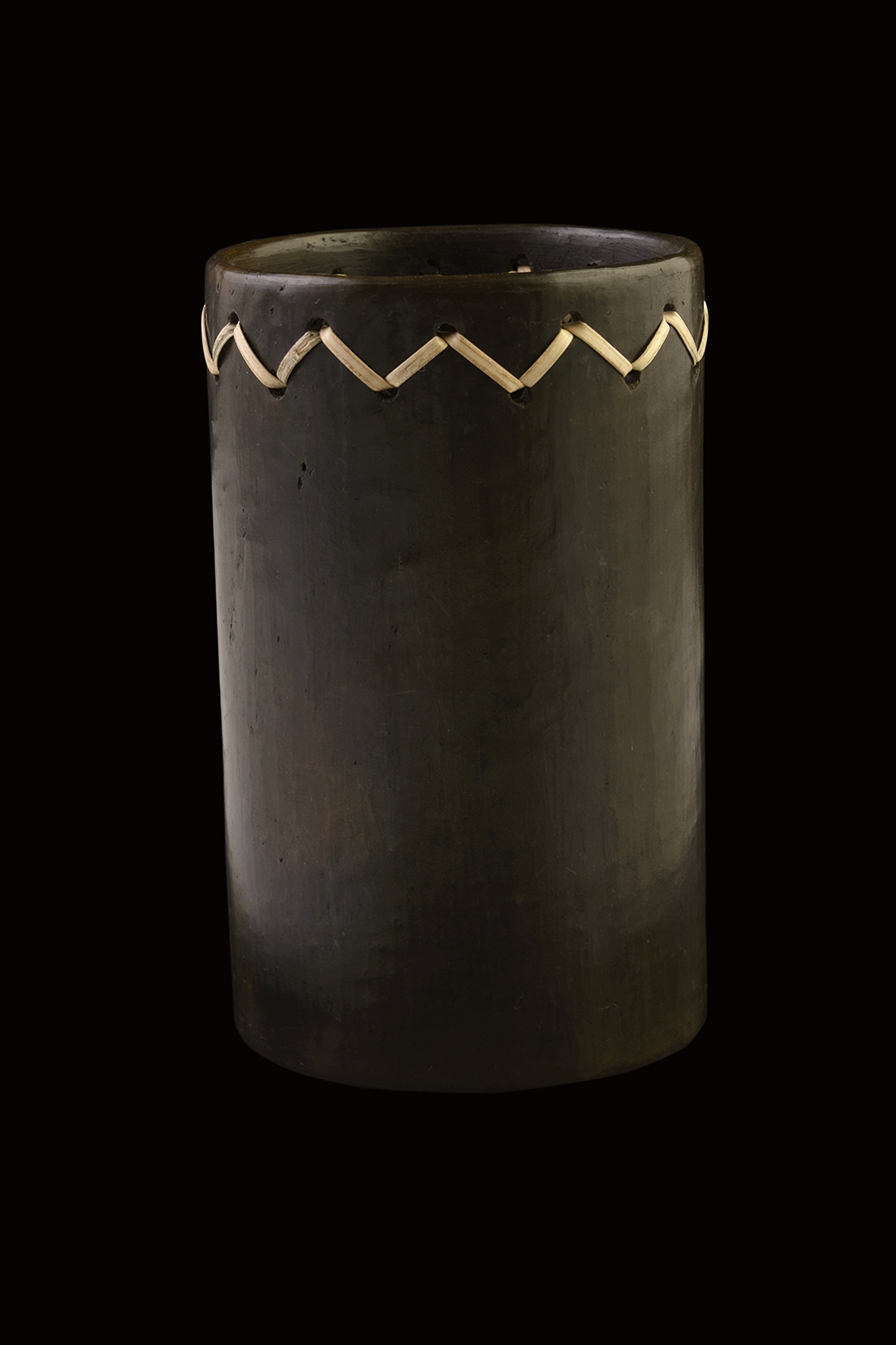 Cylindrical Flower Vase With Cane Border - Blackstone